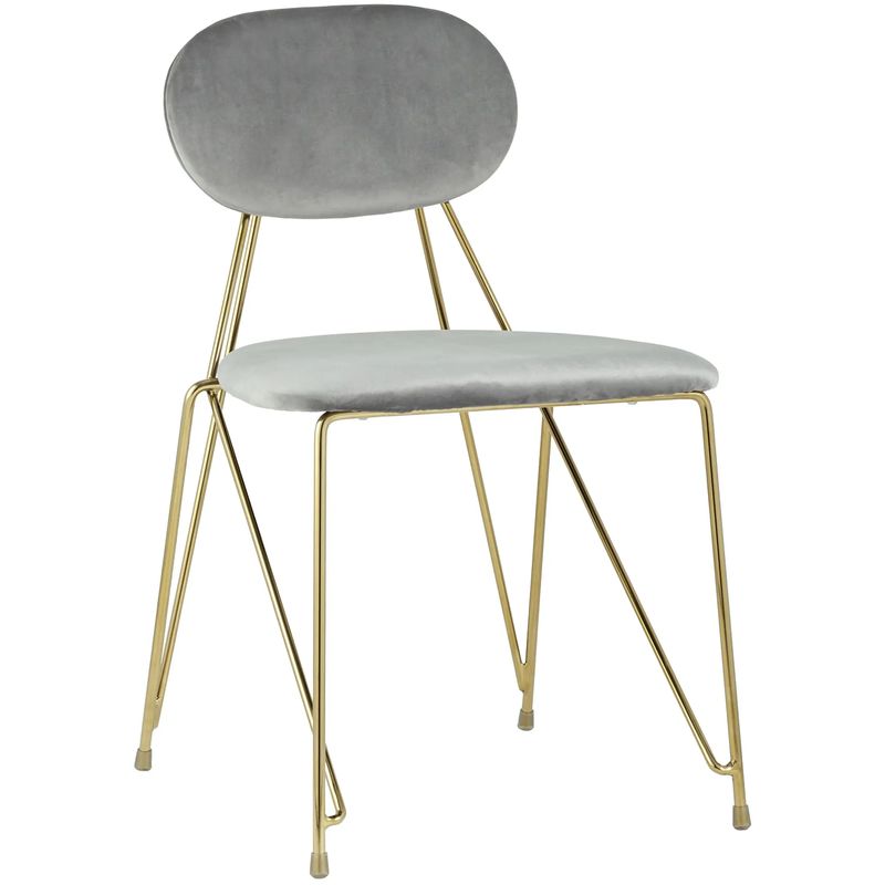 Стул Alice Chair Светло-Серый Велюр Серый Золотой Стул Alice Chair Светло-Серый Велюр Серый Золотой в Челябинске | Loft Concept