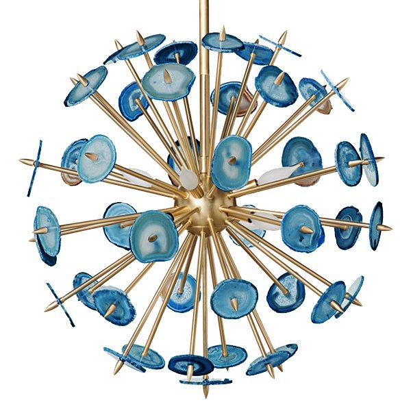 Люстра Agate Burst Chandelier BLUE с синими агатами Синий Латунь Люстра Agate Burst Chandelier BLUE с синими агатами Синий Латунь в Челябинске | Loft Concept