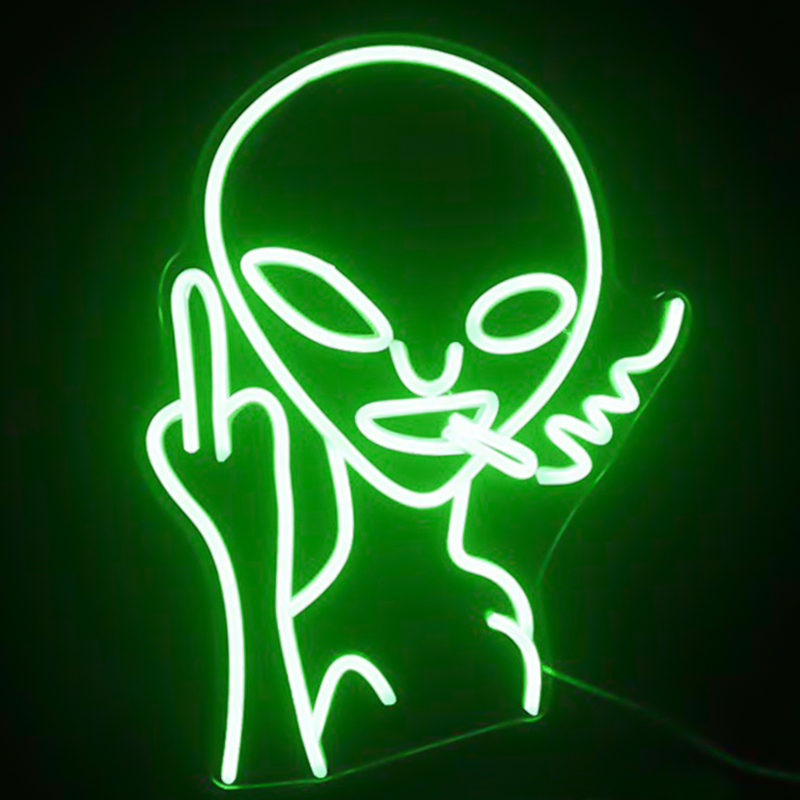 Неоновая настенная лампа Alien Neon Wall Lamp Зеленый Белый в Челябинске | Loft Concept 