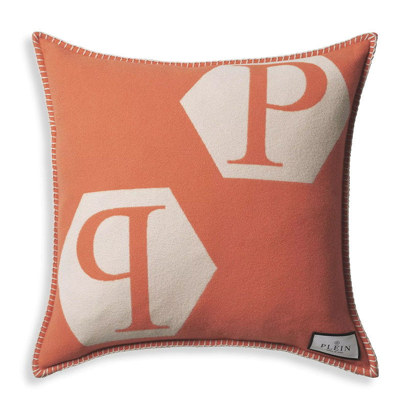 Подушка Philipp Plein Cushion Cashmere Orange Оранжевый Белый Подушка Philipp Plein Cushion Cashmere Orange Оранжевый Белый в Челябинске | Loft Concept