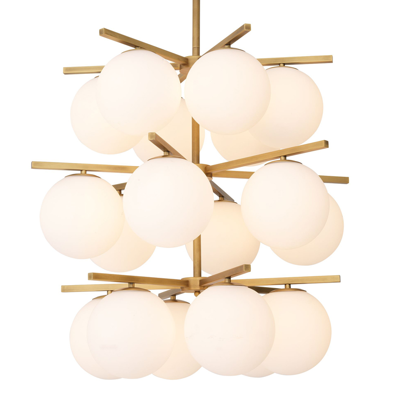 Люстра Eichholtz Chandelier Noa Латунь Античная полированная Белое матовое стекло Люстра Eichholtz Chandelier Noa Латунь Античная полированная Белое матовое стекло в Челябинске | Loft Concept