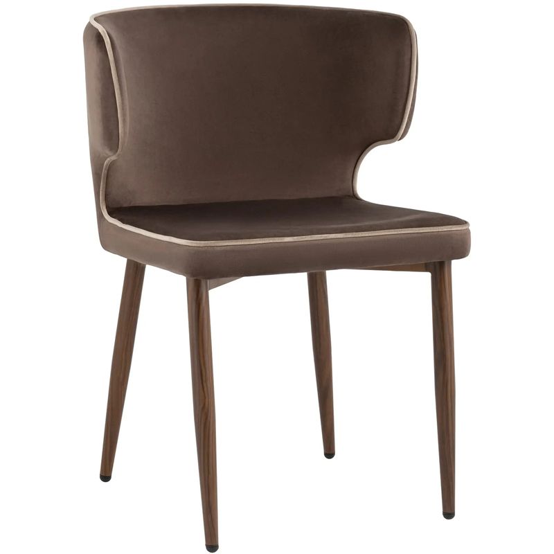 Стул Mateo Chair Коричневый Велюр с Белым Кантом Коричневый Стул Mateo Chair Коричневый Велюр с Белым Кантом Коричневый в Челябинске | Loft Concept