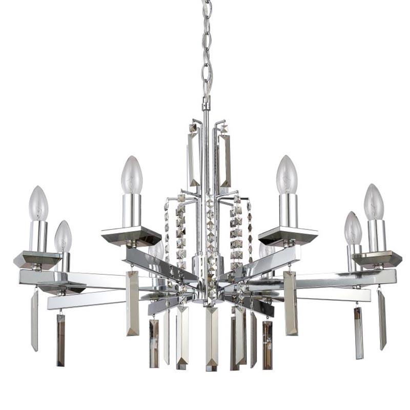 Люстра Vivien Crystal Chrome Chandelier 8 Хром Серый Люстра Vivien Crystal Chrome Chandelier 8 Хром Серый в Челябинске | Loft Concept