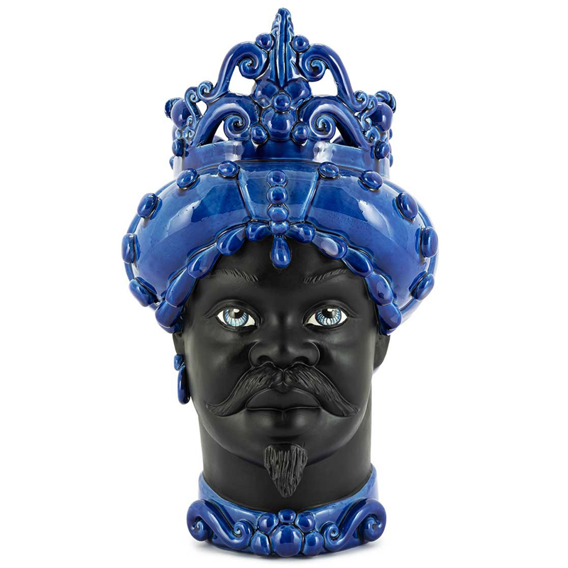 Ваза VASE MORO MAN MED. MAT Blue Черный Синий Ваза VASE MORO MAN MED. MAT Blue Черный Синий в Челябинске | Loft Concept