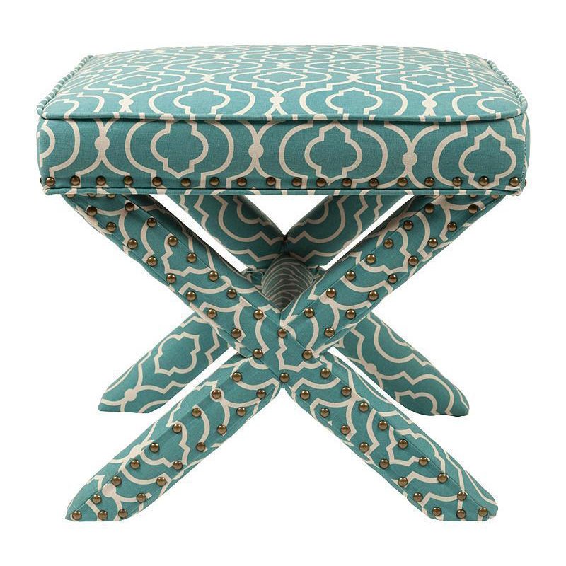Пуф Turquoise Ornament Бирюзовый Белый Пуф Turquoise Ornament Бирюзовый Белый в Челябинске | Loft Concept