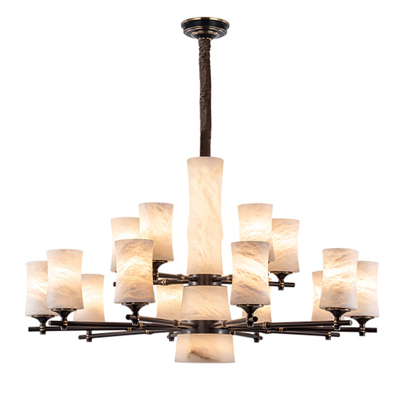 Дизайнерская люстра 15 плафонов из натурального мрамора Marble Shades Chandelier Золотой Коричневый Дизайнерская люстра 15 плафонов из натурального мрамора Marble Shades Chandelier Золотой Коричневый в Челябинске | Loft Concept
