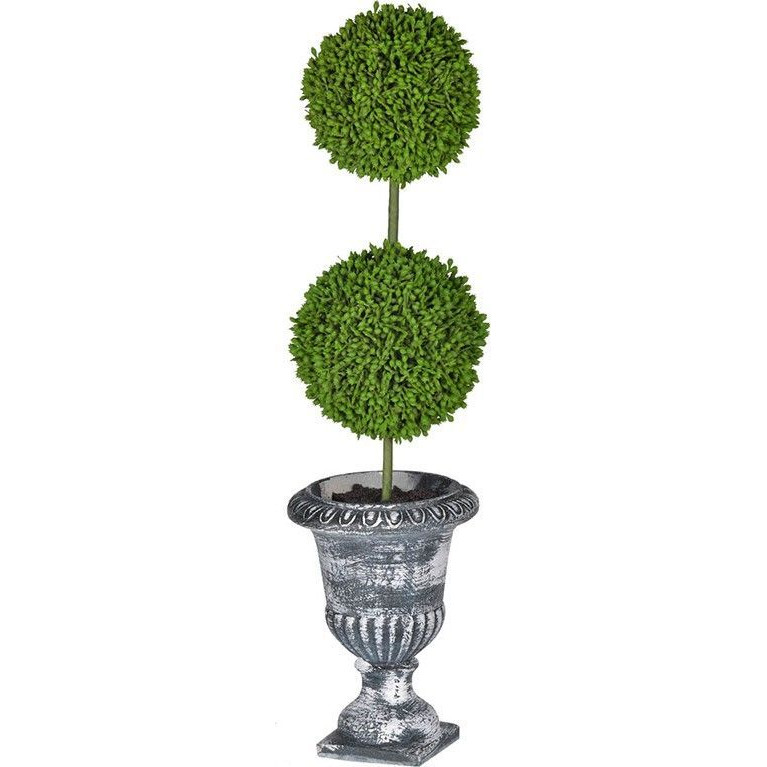Декоративный искусственное растение Double boxwood Зеленый Бежевый Серый Декоративный искусственное растение Double boxwood Зеленый Бежевый Серый в Челябинске | Loft Concept