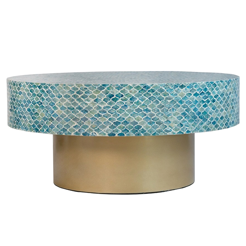 Стол Кофейный Bone Inlay Blue с мозаичным рисунком из раковин устриц Голубой Стол Кофейный Bone Inlay Blue с мозаичным рисунком из раковин устриц Голубой в Челябинске | Loft Concept