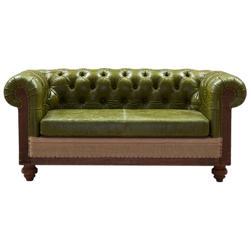 Диван Deconstructed Chesterfield Sofa double green leather Коричневый Зеленый ivory ( слоновая кость ) Диван Deconstructed Chesterfield Sofa double green leather Коричневый Зеленый ivory ( слоновая кость ) в Челябинске | Loft Concept