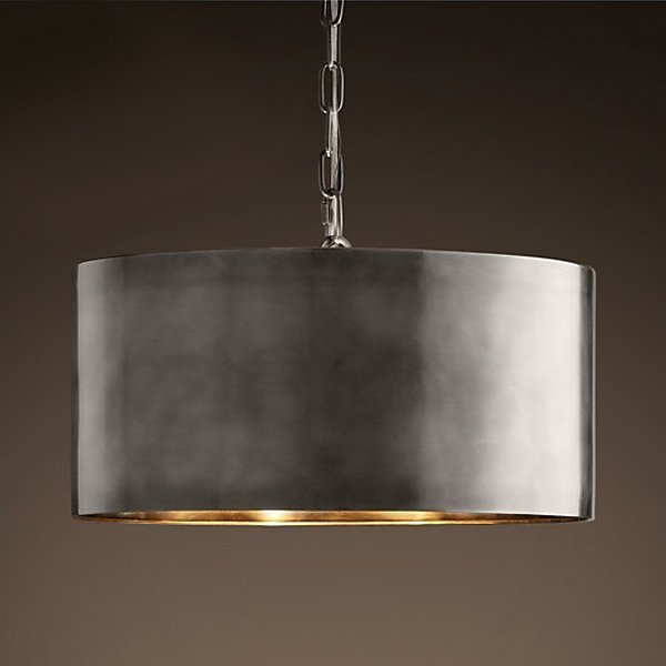 Подвесной светильник RH Antiqued Metal Drum Pendant lamp Серебряный Бронза в Челябинске | Loft Concept 