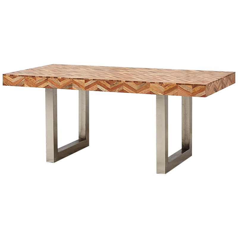 Обеденный стол Chevron Dining Table Древесина Коричневый Хром Обеденный стол Chevron Dining Table Древесина Коричневый Хром в Челябинске | Loft Concept