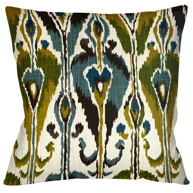 Декоративная подушка Ikat Pattern с бежевой оборотной стороной Темно-синий Декоративная подушка Ikat Pattern с бежевой оборотной стороной Темно-синий в Челябинске | Loft Concept