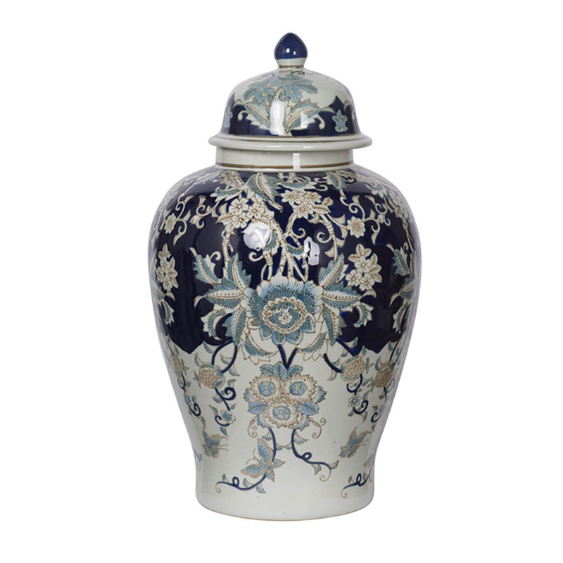 Ваза с крышкой Blue & White Ornament Vase 59 Белый Синий Ваза с крышкой Blue & White Ornament Vase 59 Белый Синий в Челябинске | Loft Concept