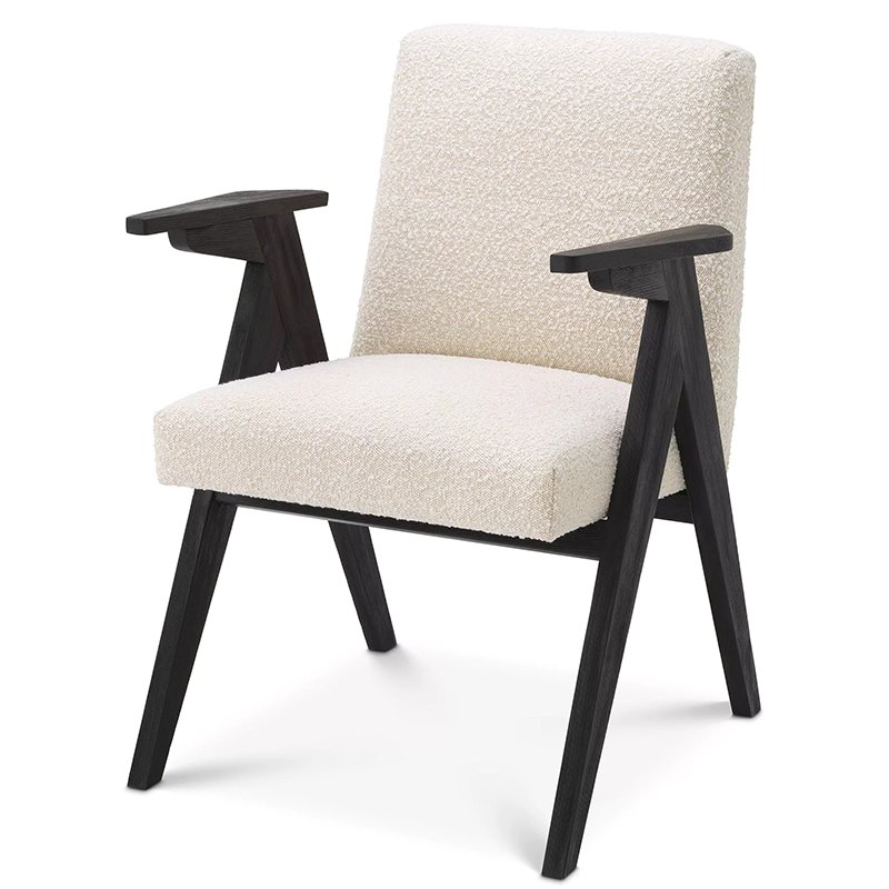 Стул Eichholtz Dining Chair Bobo Boucle Кремовый Черный Стул Eichholtz Dining Chair Bobo Boucle Кремовый Черный в Челябинске | Loft Concept