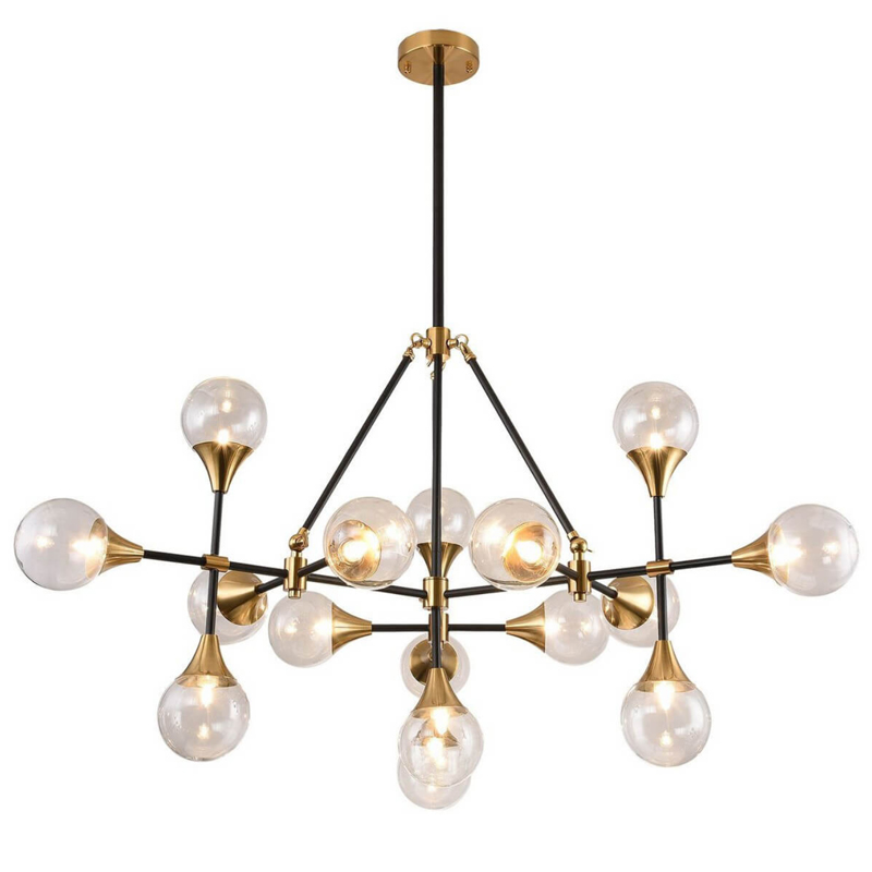 Люстра Baton Chandelier 16 Черный Прозрачное Стекло Латунь Люстра Baton Chandelier 16 Черный Прозрачное Стекло Латунь в Челябинске | Loft Concept
