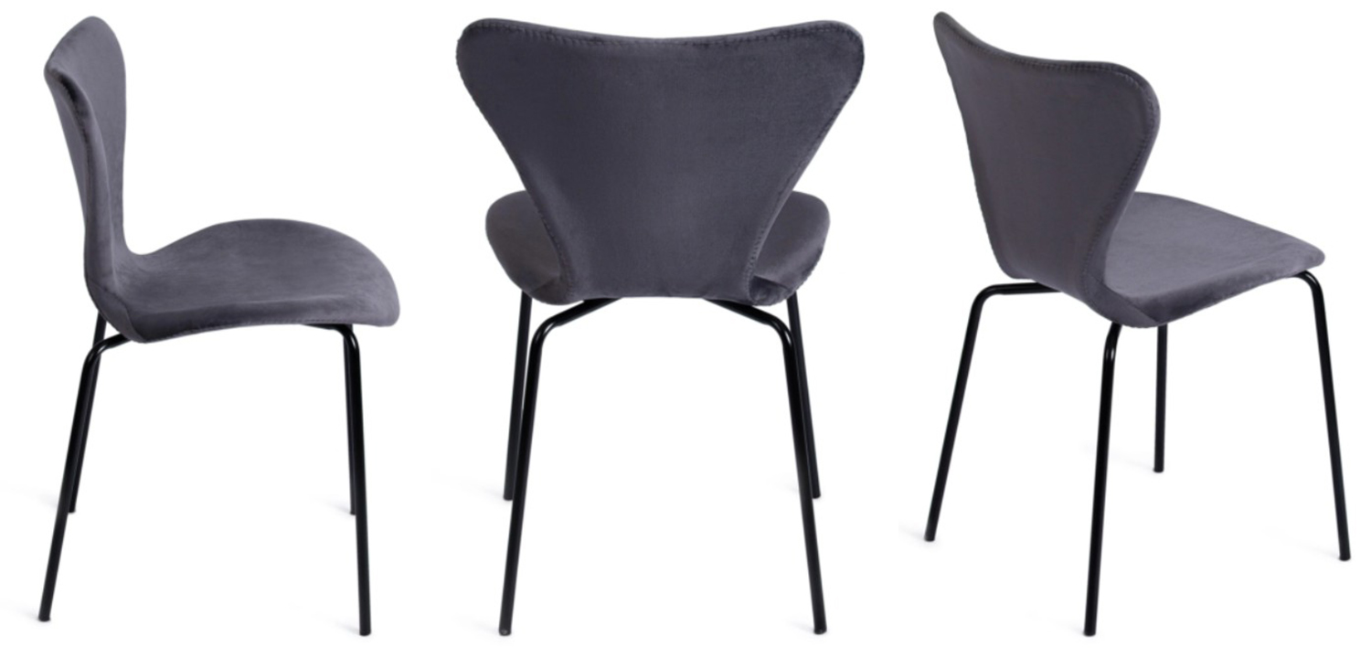 Стул Julissa Grey-Blue Chair флок - фото