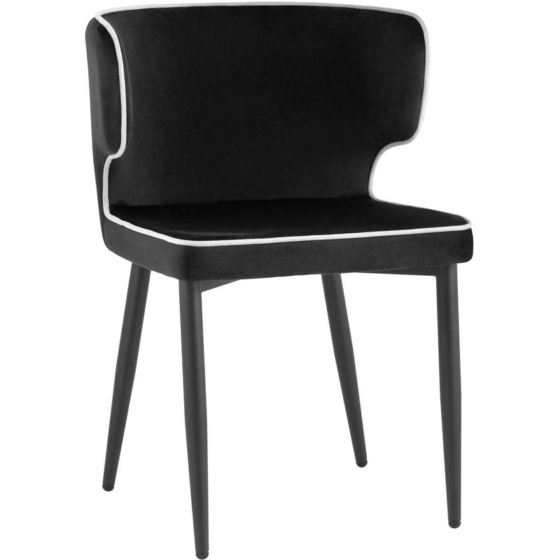 Стул Mateo Chair Черный Велюр с Белым кантом Черный Белый Стул Mateo Chair Черный Велюр с Белым кантом Черный Белый в Челябинске | Loft Concept