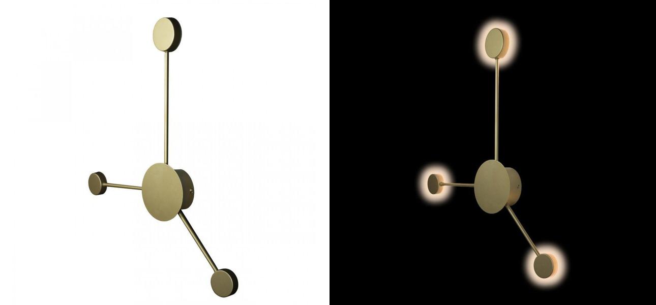 Бра Лофт Vibia Pin Wall Light 3 плафона Золотой матовый цвет - фото №2