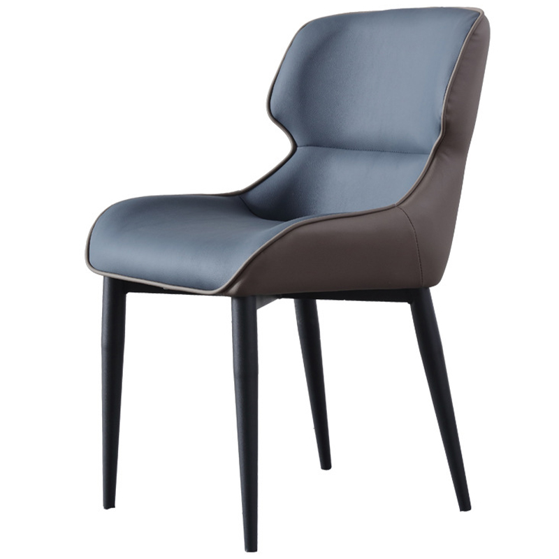 Стул с кожаной двухцветной обивкой Obrien Chair Blue and Grey Синий Серый Черный Стул с кожаной двухцветной обивкой Obrien Chair Blue and Grey Синий Серый Черный в Челябинске | Loft Concept