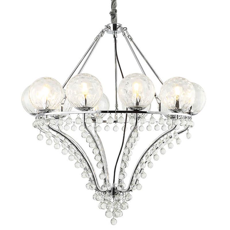 Люстра Melaine Chandelier chrome Хром Прозрачный (Transparent) Люстра Melaine Chandelier chrome Хром Прозрачный (Transparent) в Челябинске | Loft Concept