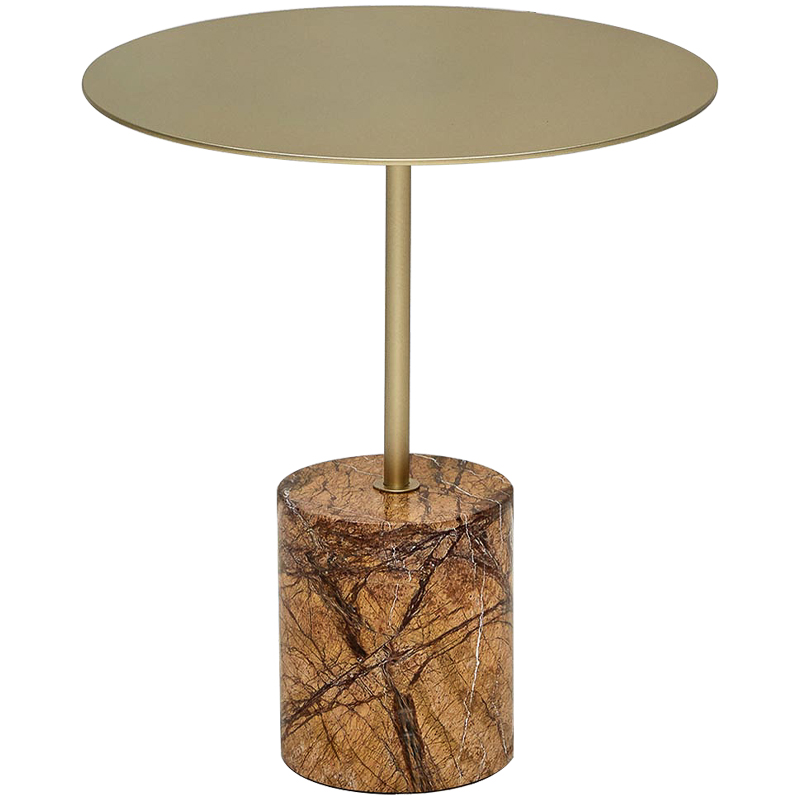 Приставной стол Thabi Light Brown Side table Коричневый Золотой Приставной стол Thabi Light Brown Side table Коричневый Золотой в Челябинске | Loft Concept