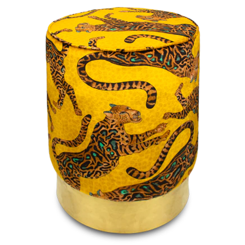 Пуф Орнамент Леопарды Cheetah Kings Gold Velvet Pouffe Оранжевый Латунь Пуф Орнамент Леопарды Cheetah Kings Gold Velvet Pouffe Оранжевый Латунь в Челябинске | Loft Concept
