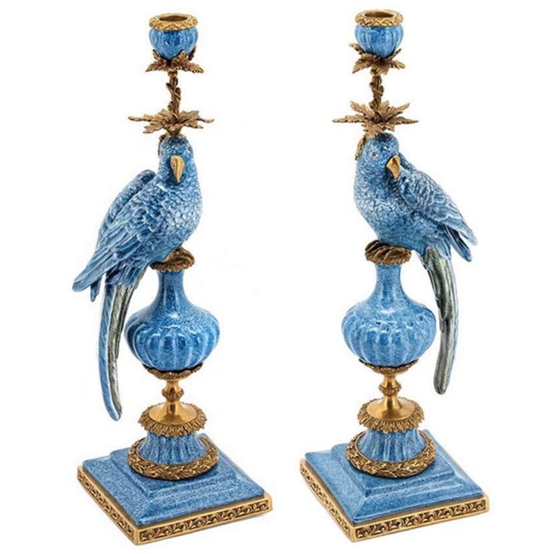 Подсвечник Abhika Candlen Parrot Atlantide Белый Синий Бронза Подсвечник Abhika Candlen Parrot Atlantide Белый Синий Бронза в Челябинске | Loft Concept
