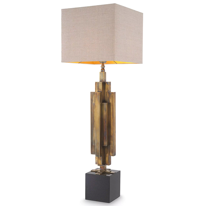 Настольная лампа Eichholtz Table Lamp Ellis Brass Черный Винтажная латунь Бежево-серый Настольная лампа Eichholtz Table Lamp Ellis Brass Черный Винтажная латунь Бежево-серый в Челябинске | Loft Concept