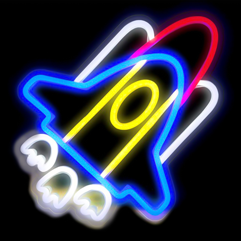 Неоновая настенная лампа Shuttle Neon Wall Lamp Мульти Синий Белый Красный Желтый Неоновая настенная лампа Shuttle Neon Wall Lamp Мульти Синий Белый Красный Желтый в Челябинске | Loft Concept