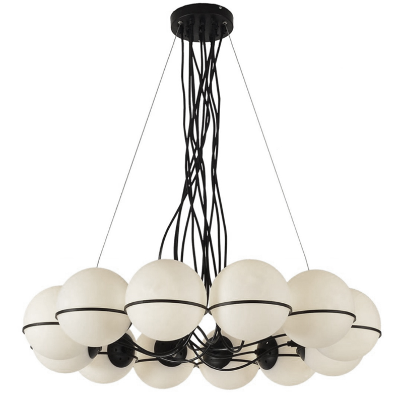 Люстра Gino Sarfatti Model 2109 12 Lamp Черный Прозрачный белый Люстра Gino Sarfatti Model 2109 12 Lamp Черный Прозрачный белый в Челябинске | Loft Concept