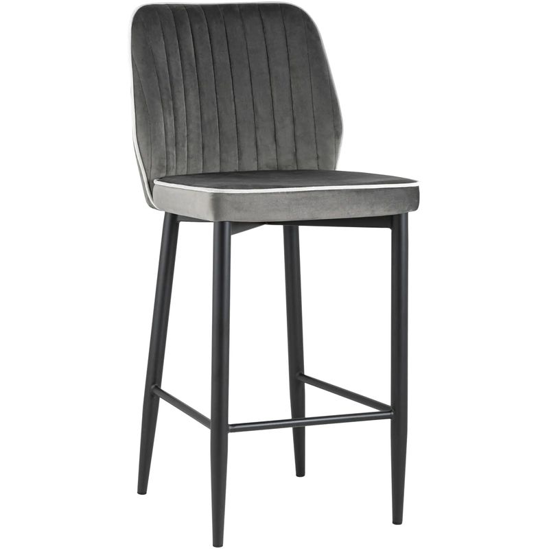 Стул Lawrence Chair Серый Велюр Белый кант Серый Белый Черный Стул Lawrence Chair Серый Велюр Белый кант Серый Белый Черный в Челябинске | Loft Concept