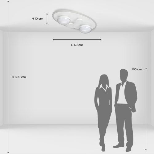 Потолочный светильник овальной формы белого цвета с 4-мя лампами Lunar Pebbles в Челябинске