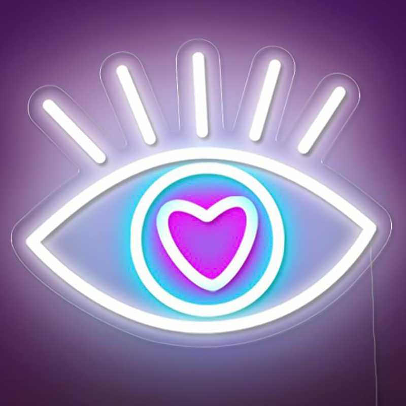 Неоновая настенная лампа Lucky Eye Neon Wall Lamp Белый Бирюзовый Розовый Прозрачный Неоновая настенная лампа Lucky Eye Neon Wall Lamp Белый Бирюзовый Розовый Прозрачный в Челябинске | Loft Concept