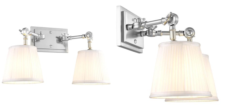 Бра Wall Lamp Wentworth Double Nickel+White Бра Wall Lamp Wentworth Double Nickel+White - Loft-Concept в Челябинске