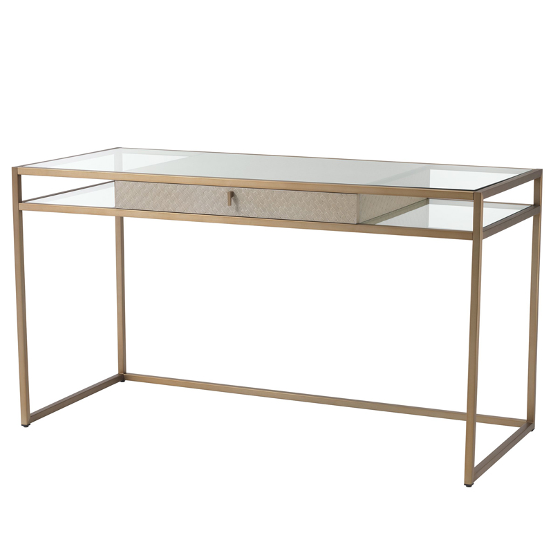 Рабочий стол Eichholtz Desk Napa Valley oak Матовая латунь Бежевый Прозрачный Рабочий стол Eichholtz Desk Napa Valley oak Матовая латунь Бежевый Прозрачный в Челябинске | Loft Concept