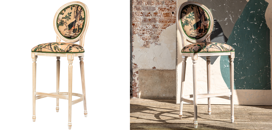 Барный стул Beige and Green Chinoiserie Bar Stool Барный стул Beige and Green Chinoiserie Bar Stool - Loft-Concept в Челябинске