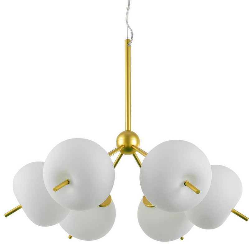 Люстра White ball brass Louise 6 Белое матовое стекло Латунь Люстра White ball brass Louise 6 Белое матовое стекло Латунь в Челябинске | Loft Concept