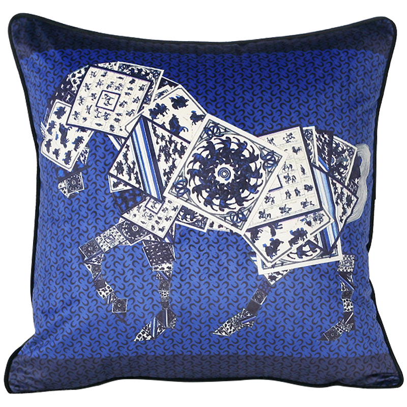 Декоративная подушка Hermes Horse 16 Синий Декоративная подушка Hermes Horse 16 Синий в Челябинске | Loft Concept