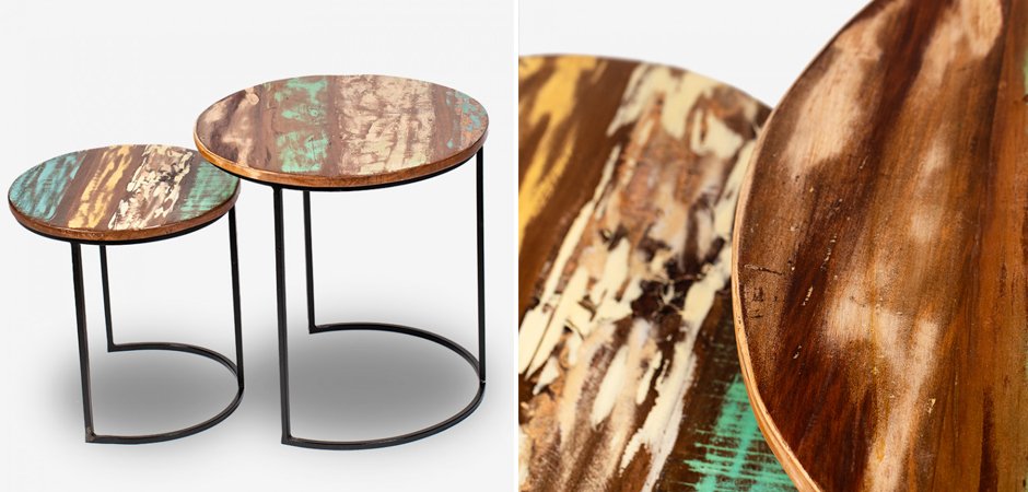 Набор приставных столиков Antique Wood Side Table Набор приставных столиков Antique Wood Side Table - Loft-Concept в Челябинске
