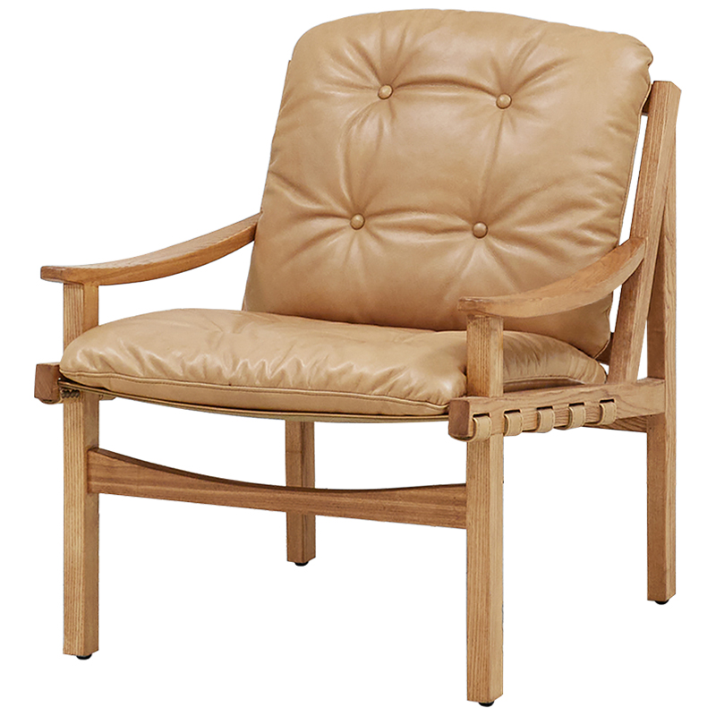 Кресло Bonfils Beige Armchair Бежевый Древесина Латунь в Челябинске | Loft Concept 