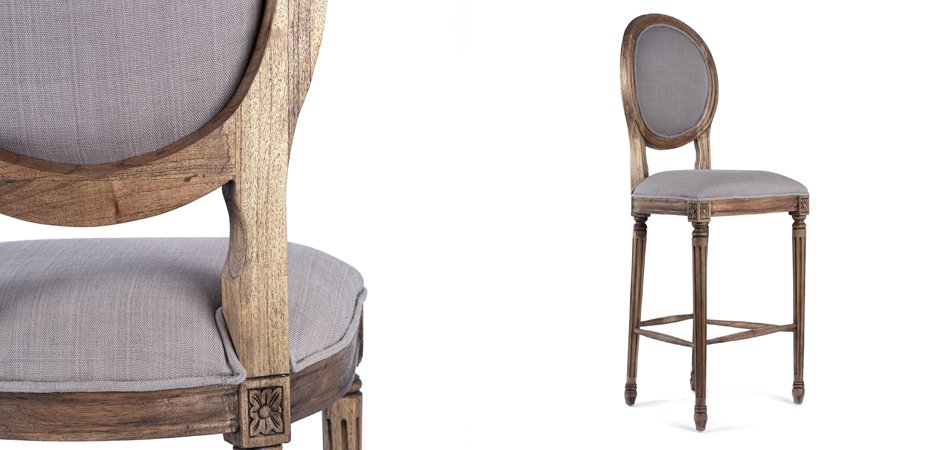 Барный стул REGENCY MEDALLION BARSTOOL Taupe Linen Барный стул REGENCY MEDALLION BARSTOOL Taupe Linen - Loft-Concept в Челябинске