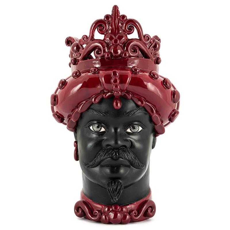 Ваза VASE MORO MAN MED. MAT H45 burgundy Черный Бургундский красный в Челябинске | Loft Concept 