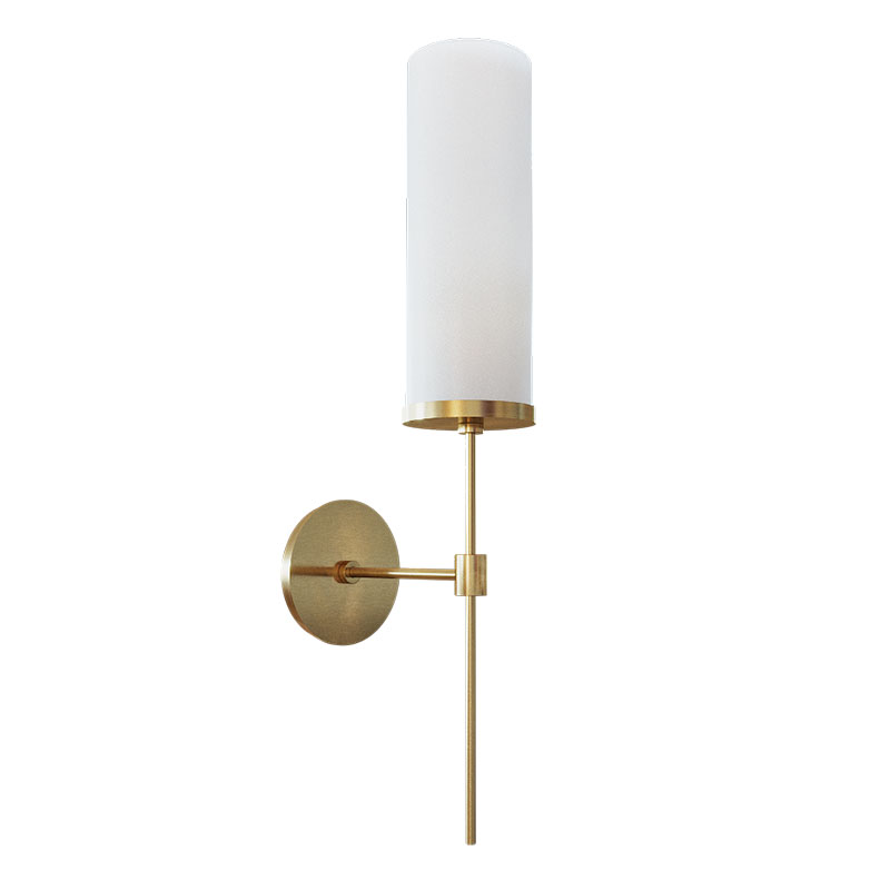 Бра Дизайнерское Elongated Candle Holder Стеклянный Плафон Латунь Белый Бра Дизайнерское Elongated Candle Holder Стеклянный Плафон Латунь Белый в Челябинске | Loft Concept