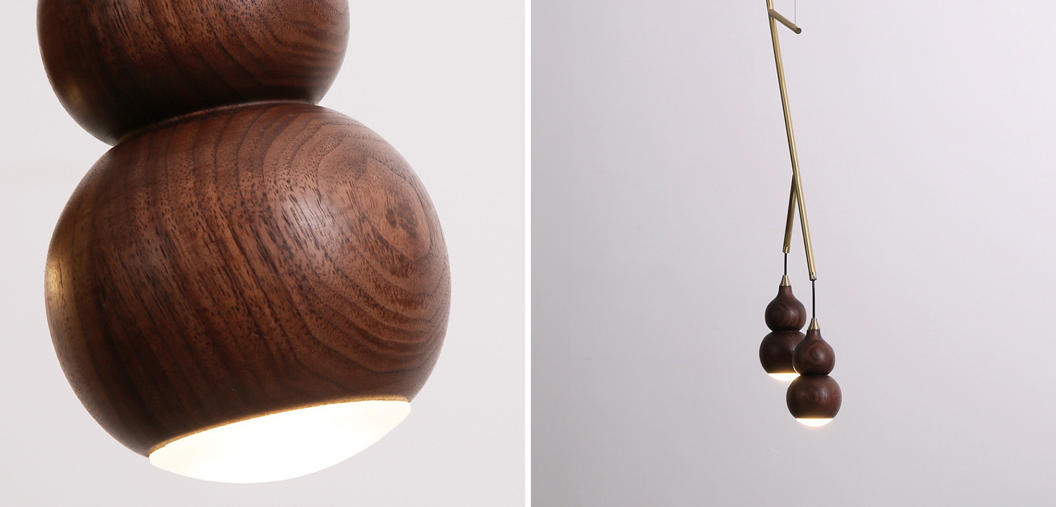 Подвесной светильник с двумя плафонами из дерева llbert - фото №1