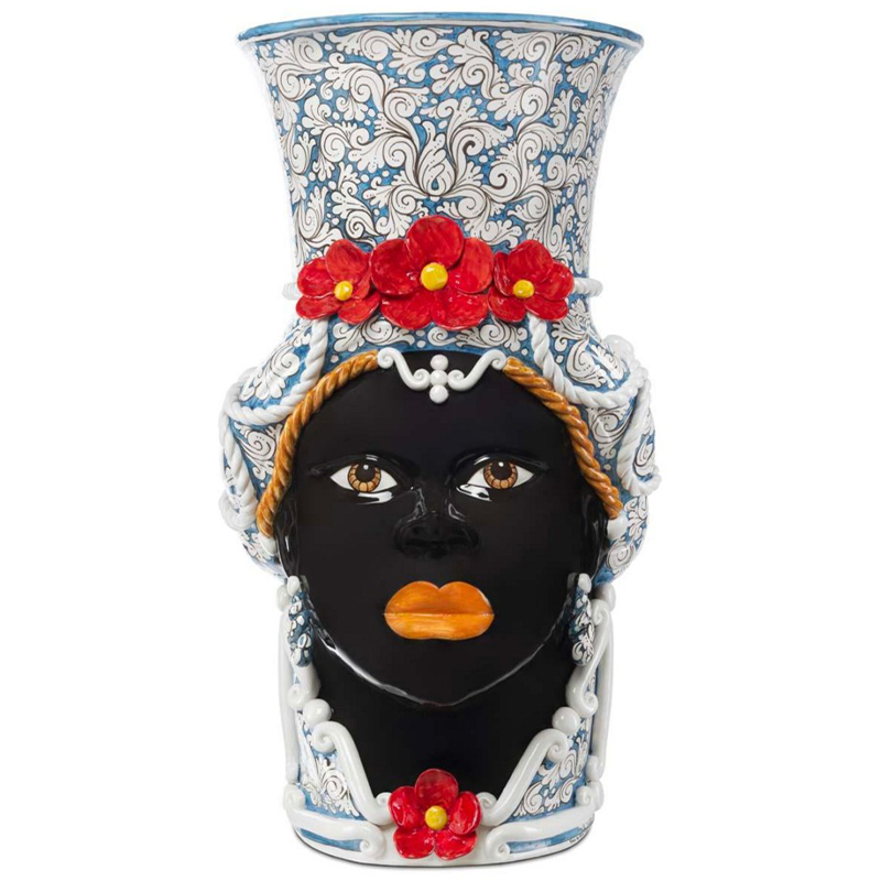 Ваза Vase Moro Lady Giant Flower Blue and Red Голубой Красный Черный Белый Мульти Ваза Vase Moro Lady Giant Flower Blue and Red Голубой Красный Черный Белый Мульти в Челябинске | Loft Concept