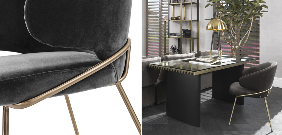 Стул Eichholtz Dining Chair Kinley dark grey Стул Eichholtz Dining Chair Kinley dark grey - Loft-Concept в Челябинске