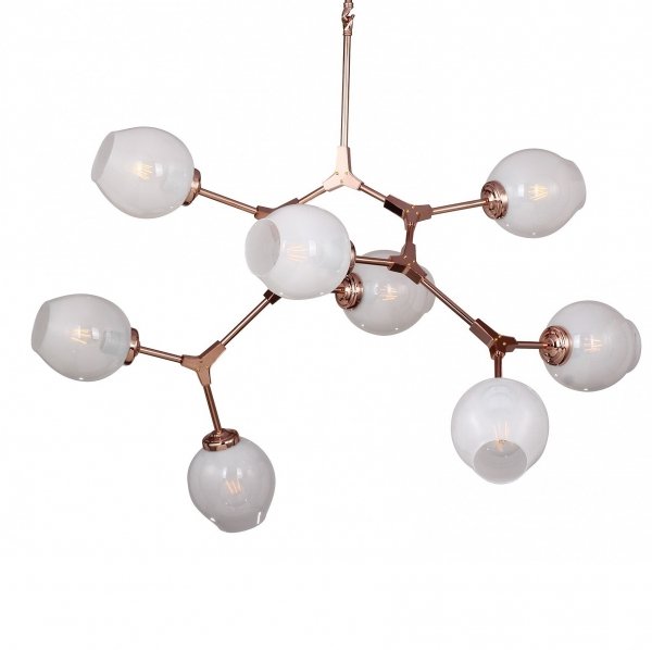 Люстра Branching Bubble Chandelier 8 Milk Молочный Медь Люстра Branching Bubble Chandelier 8 Milk Молочный Медь в Челябинске | Loft Concept