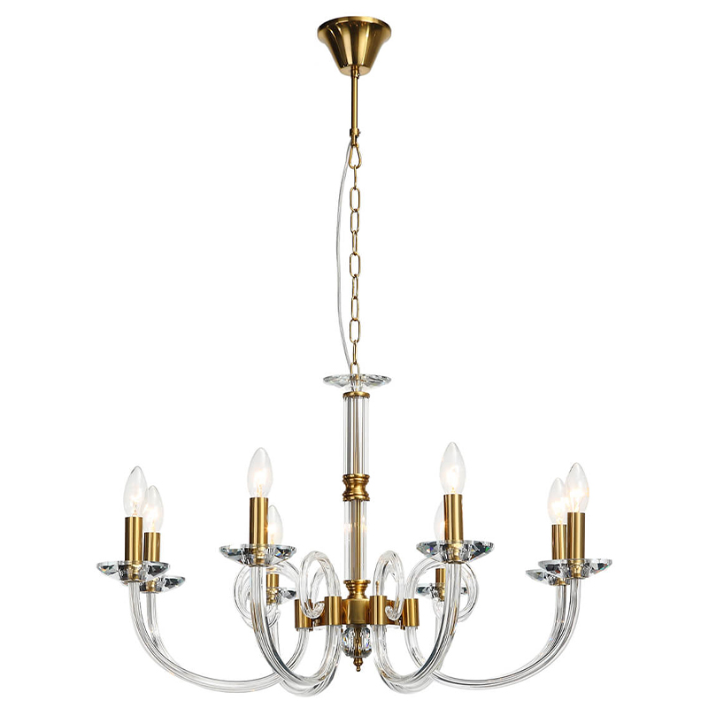 Люстра Twisted Glass Candles Chandelier Золотой Прозрачное Стекло Люстра Twisted Glass Candles Chandelier Золотой Прозрачное Стекло в Челябинске | Loft Concept