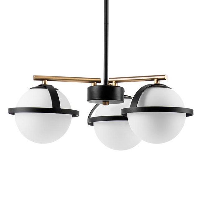 Люстра Balls in Cap Chandelier 3 Черный Белый Латунь Люстра Balls in Cap Chandelier 3 Черный Белый Латунь в Челябинске | Loft Concept