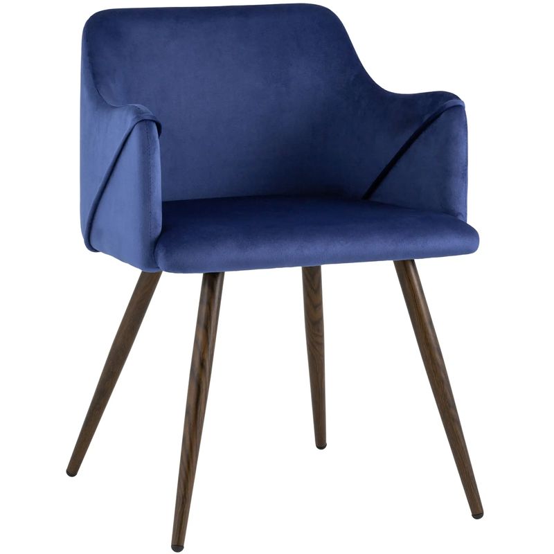 Стул Monarch Chair Синий Велюр Синий Коричневый Стул Monarch Chair Синий Велюр Синий Коричневый в Челябинске | Loft Concept